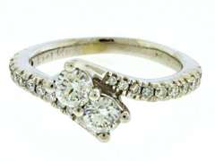 Stunning .75ctw Bypass Diamond White Gold Ring