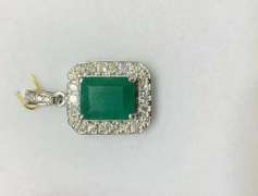 18kt Gold, Emerald, & Diamond Pendant