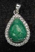 Exquisite Cabochon Emerald & White Sapphire Pendant