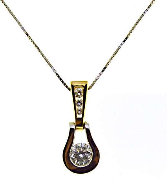 Pretty 14kt Two-Tone Gold Diamond Bezel Set Necklace
