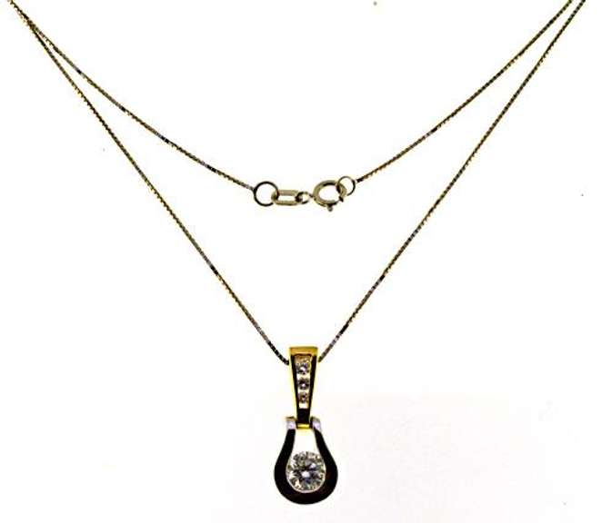 Pretty 14kt Two-Tone Gold Diamond Bezel Set Necklace