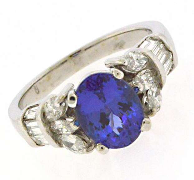 Romantic 14kt WG Oval Tanzanite and Diamond Ring