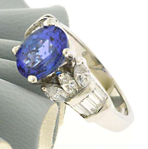 Romantic 14kt WG Oval Tanzanite and Diamond Ring