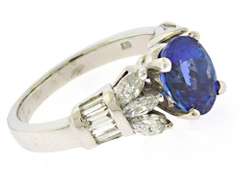 Romantic 14kt WG Oval Tanzanite and Diamond Ring