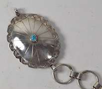 Solid Silver Concho Hand Stamped Belt