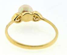 Simple Pearl and Diamond Yellow Gold Ring