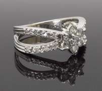 14K White Gold Floral Diamond Ring
