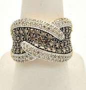 LADIES 14K GOLD WITH WHITE AND CHOCOLATE DIAMONDS.