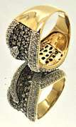 LADIES 14K GOLD WITH WHITE AND CHOCOLATE DIAMONDS.