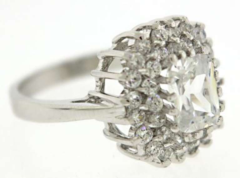 Sterling Silver Cubic Zirconia Crystal Ring