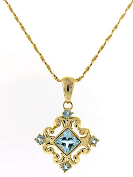 Fantastic Blue Topaz Filgree Pendant Necklace