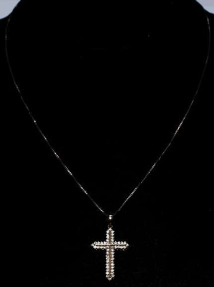 Interesting  Diamond-Outlined Cross in 14KT White Gold