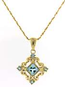 Fantastic Blue Topaz Filgree Pendant Necklace