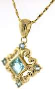 Fantastic Blue Topaz Filgree Pendant Necklace