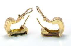 Chunky Greek Key J Earrings in 18KT Gold