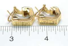 Chunky Greek Key J Earrings in 18KT Gold