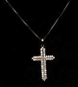 Interesting  Diamond-Outlined Cross in 14KT White Gold