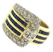 Gorgeous 18kt YG Blue Sapphire and Diamond Buckle Ring