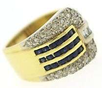 Gorgeous 18kt YG Blue Sapphire and Diamond Buckle Ring