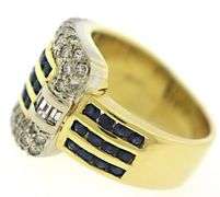 Gorgeous 18kt YG Blue Sapphire and Diamond Buckle Ring