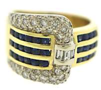 Gorgeous 18kt YG Blue Sapphire and Diamond Buckle Ring