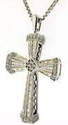 Fabulous 14kt WGBaguette Diamond Cross Pendant Necklace