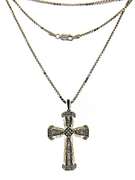 Fabulous 14kt WGBaguette Diamond Cross Pendant Necklace