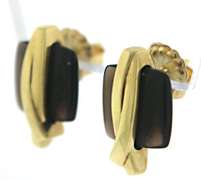 Beautiful Smokey Quartz Yellow Gold Earrings