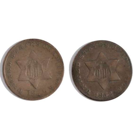 2 1852 3 Cent Silvers