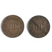 2 1852 3 Cent Silvers