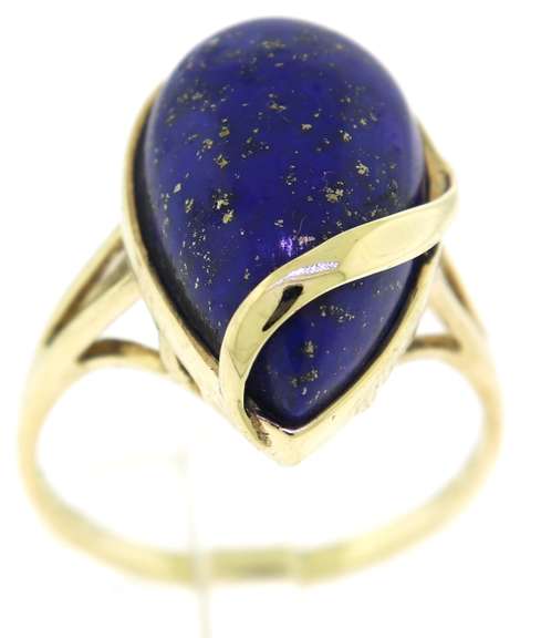 Great Yellow Gold Pear Lapis Ring