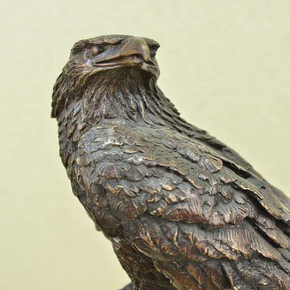 Flying Fishing Bald Eagle Patriotic Bronze Statue
