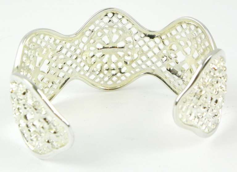 Wide Open Work Sterling Silver Cuff Bracelet