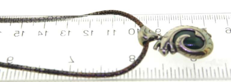 Vintage 925 sterling silver lizard wrap around malachite pendant with beautiful signed Italian chain