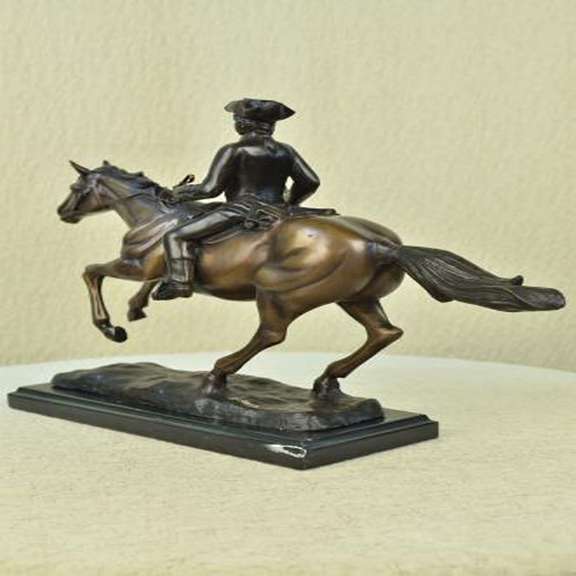 Soldier on Horse Bronze Statue on Marble Base Sculpture