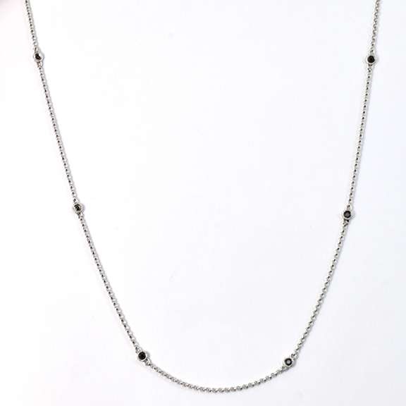 Tasteful Black Diamond Necklace in 14K White Gold