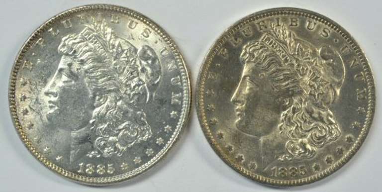 Blazing Choice BU 1885 & 1885-O Morgan Silver Dollars