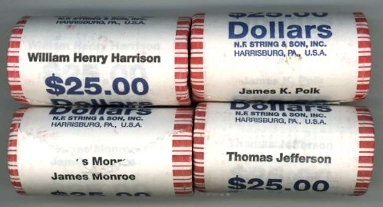 4 Diff. Original Mint-Wrapped Rolls of Golden Dollars