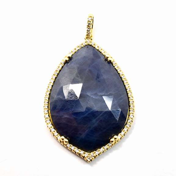 Pretty Sapphire & Diamond Pendant in 14K YG