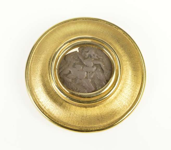 14K Yellow Gold Ancient Greek Satyr Nymph Drachm Thrace Pendant