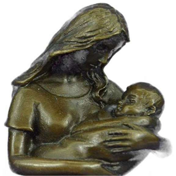Breast Feeding Mother Baby Nursing Infant Bronze Statue