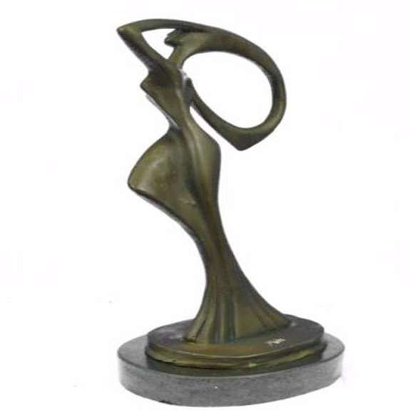 Abstract Dancer Bronze Sculpture on Marble Base Statue