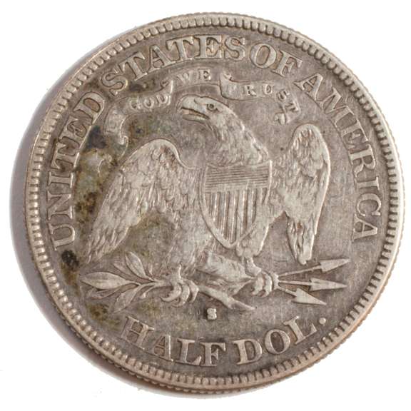 1877 S Arrows Seated Half Dollar