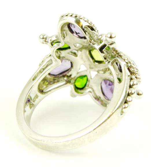 Brilliant Multi-Gemstone Sterling Ring, 11.25
