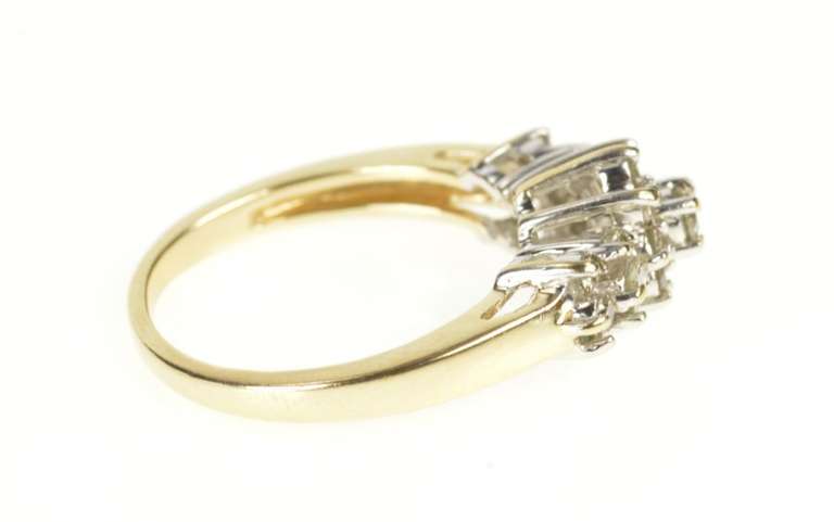 14K Yellow Gold Diamond Cluster Baguette Accent Engagement Ring