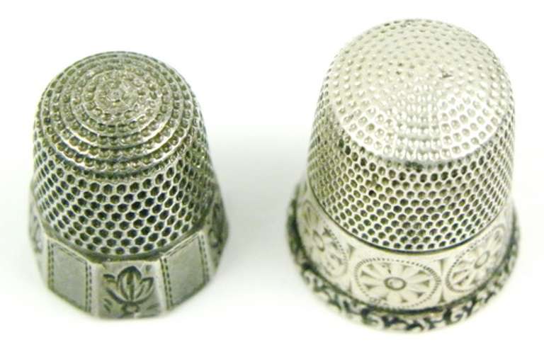 2 Excellent Antique Sterling Silver Thimbles