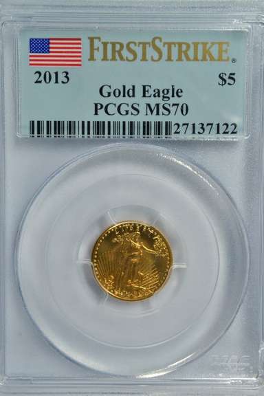Flawless 2013 First Strike $5 Gold Eagle. PCGS MS70