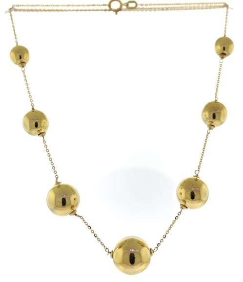Elegant Yellow Gold Ball Station Necklace