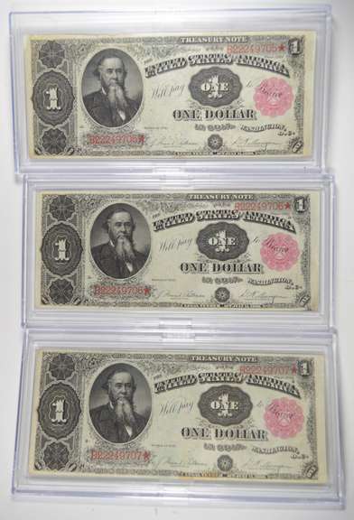 Lot (3) 1891 $1 Treasury Large Size Notes - Consecutive PH