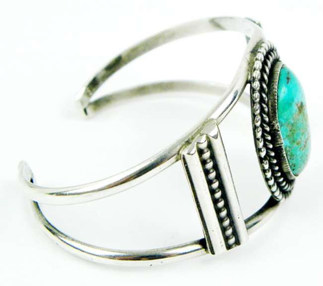 Native American Sterling Turquoise Cuff
